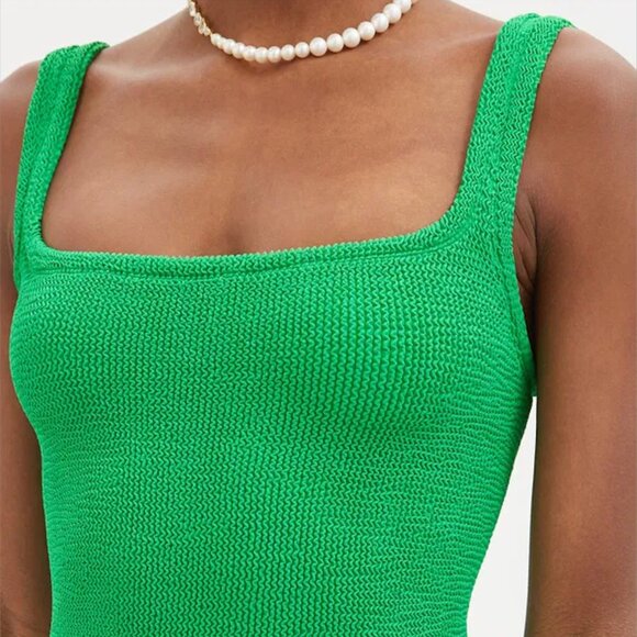 Hunza G Crinkle Knit Mini Tank Dress One Size in Emerald Green, Worn Just Once - Picture 10 of 13
